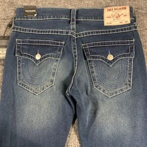 True Religion Jeans Mens 31x32 Blue Denim Dark Wash Rocco Relaxed Skinny  Flaps